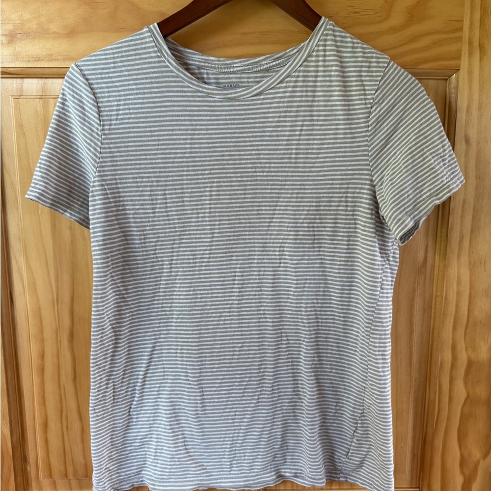Old Navy Tan and White Striped Tee